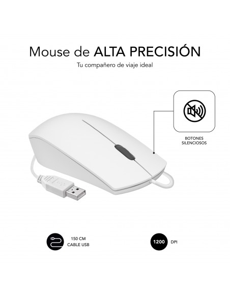 SUBBLIM Ratón Business Silencioso con cable USB 1200 DPI Blanco