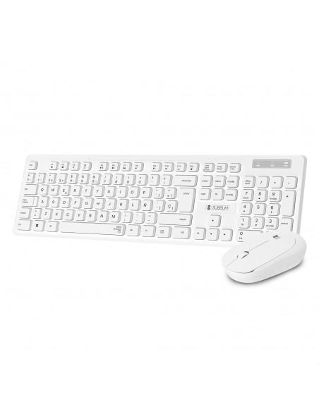 SUBBLIM Teclado Ergonómico y ratón Combo Business Slim Silencioso Inalámbrico 2.4G Blanco