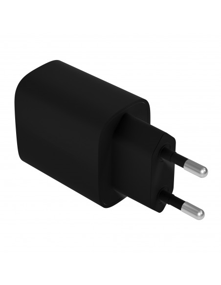LEOTEC CARGADOR 20W CARGA RAPIDA 1 USB TIPO-C PD 1 USB-A NEGRO