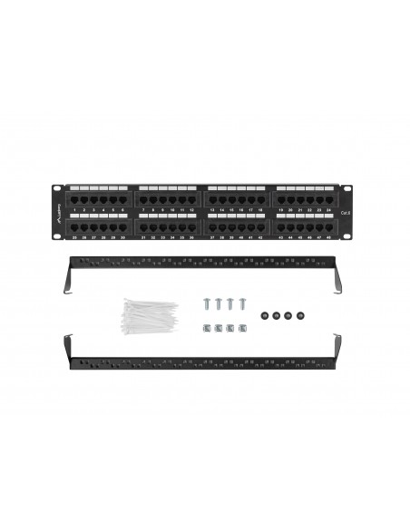PATCH PANEL LANBERG 48 PUERTOS 2U 19? CAT.6 NEGRO