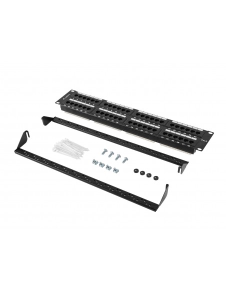 PATCH PANEL LANBERG 48 PUERTOS 2U 19? CAT.6 NEGRO