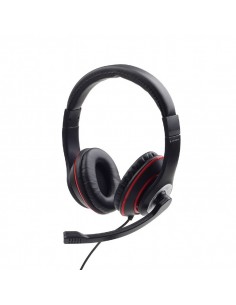 GEMBIRD AURICULARES ESTEREO, COLOR NEGRO CON ARO ROJO