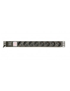 UNI DISTRIBUCIÃ?N ENERGÃA PDU GEMBIRD 8 SCHUKO 1U 10A ENCHU C14 CABLE DE 3 M