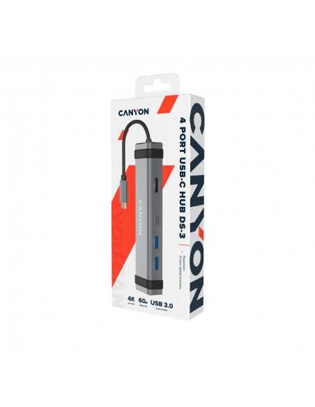 HUB 4 PUERTOS CANYON GRIS