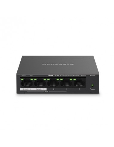 Mercusys MS105GP switch Gigabit Ethernet (10 100 1000) Energía sobre Ethernet (PoE) Negro