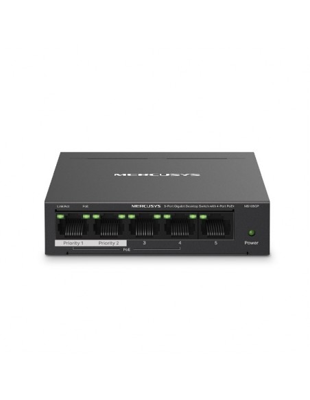 Mercusys MS105GP switch Gigabit Ethernet (10 100 1000) Energía sobre Ethernet (PoE) Negro