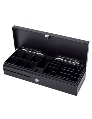 CAJON PORTAMONEDAS POSIFLEX VERTICAL NEGRO 460X170X105 5 BILL/8 MON