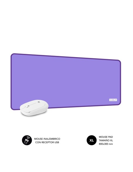 Subblim Harmony Pack Mousepad XL Inalámbrico Violeta