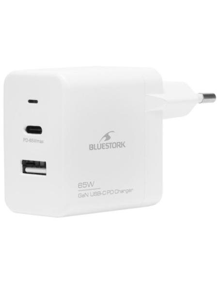 BLUESTORK CARGADOR ULTRACOMPACTO USB-C 65W TECNOLOGIA GAN BLANCO