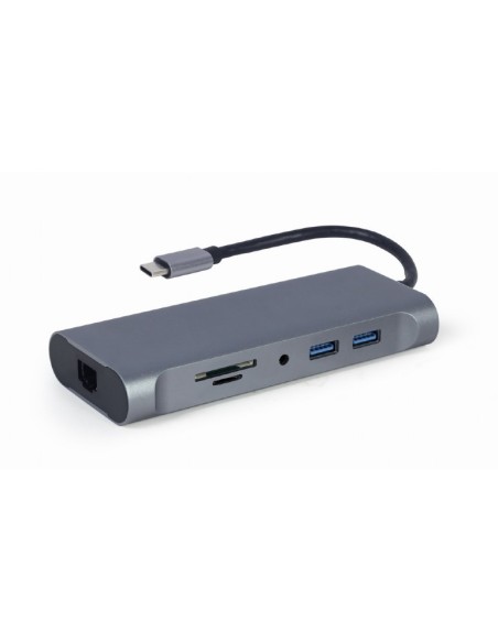 ADAPTADOR MULTIP GEMBIRD USBC 7EN1 HUB3.0,HDMI,VGA,PD,LECTOR TARJETAS,AUDIOGRIS