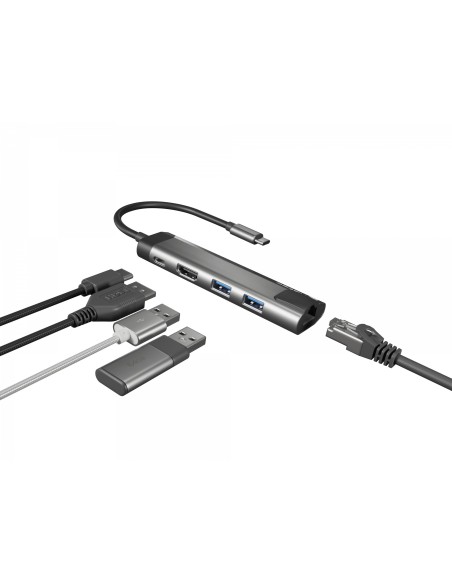 ADAPTADOR 5 IN 1 USB-C  NATEC FOWLER GO 2X USB 3.0 HUB, HDMI 4K, USB-C PD