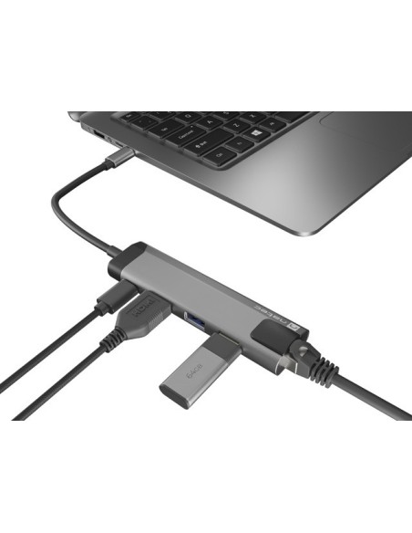 ADAPTADOR 5 IN 1 USB-C  NATEC FOWLER GO 2X USB 3.0 HUB, HDMI 4K, USB-C PD