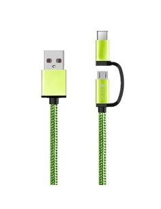 X-One CDC1000GR Cable USB a Micro + Tipo-C Verde