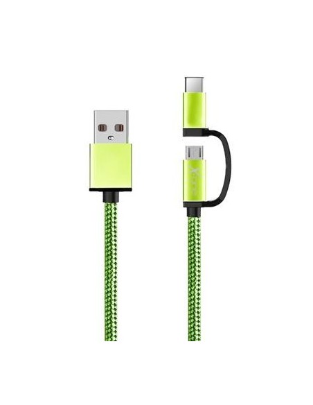 X-One CDC1000GR Cable USB a Micro + Tipo-C Verde
