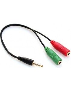 CABLE 3GO JACK 3,5"M A 2X3,5"H 15CM (MICRO+AUR)