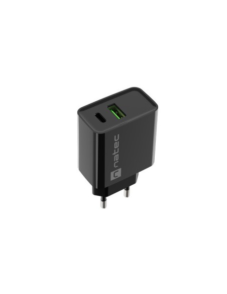 CARGADOR NATEC RIBERA 20W 1XUSB-A + 1XUSB-C PD3.0 QC3.0 NEGRO