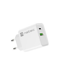 CARGADOR NATEC RIBERA 20W 1XUSB-A + 1XUSB-C PD3.0 QC3.0 BLANCO