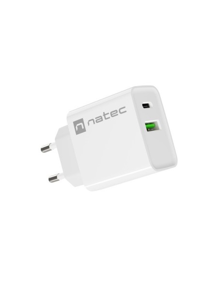 CARGADOR NATEC RIBERA 20W 1XUSB-A + 1XUSB-C PD3.0 QC3.0 BLANCO