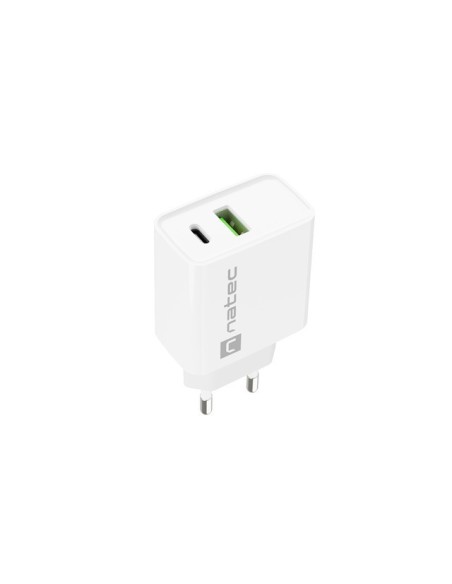 CARGADOR NATEC RIBERA 20W 1XUSB-A + 1XUSB-C PD3.0 QC3.0 BLANCO