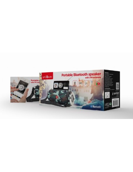 ALTAVOZ PORTATIL GEMBIRD SPK-BT-17-CM COM RÃDIO FM 2X5W RMS BLUETOOTH CAMUFLAJE