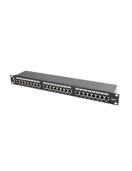 PATCH PANEL LANBERG 24 PUERTOS 1U 19" CAT.6 SFTP NEGRO