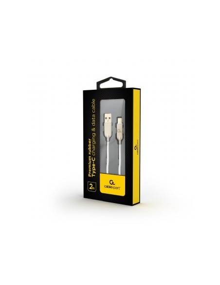 CABLE DE CARGA Y DATOS GEMBIRD USB TIPO C DE CAUCHO PREMIUM, 2M, BLANCO