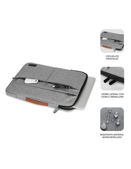 SUBBLIM Funda Air Padding 360 Sleeve 13,3-14" Light Grey