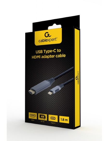 CABLE ADAPTADOR DE PANTALLA GEMBIRD USB TIPO C A HDMI, GRIS ESPACIAL, 1,8 M