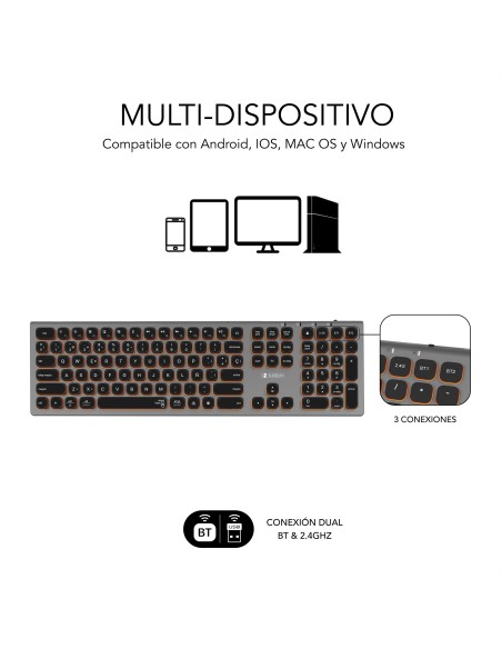 SUBBLIM Teclado Bluetooth 2.4G Master iluminado Ext G N