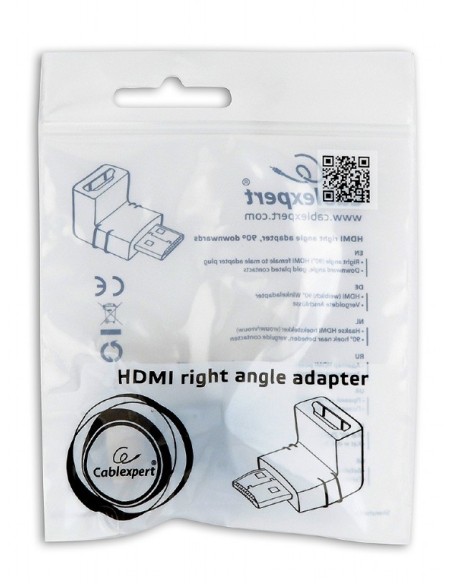 ADAPTADOR GEMBIRD HDMI HEMBRA A HDMI MACHO 90º ANGULO ABAJO