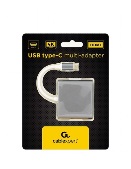 MULTIADAPTADOR GEMBIRD USB TIPO C, GRIS ESPACIAL