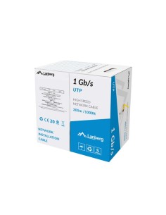 BOBINA LANBERG UTP RJ45 1GB S SOLIDO CCA AWG23 305M AMARILLO