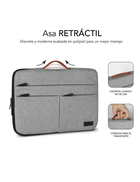 SUBBLIM Funda Air Padding 360 Sleeve 15,6" Light Grey