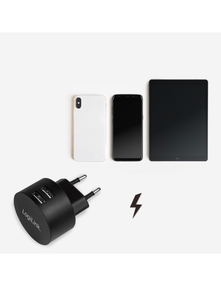CARGADOR DOBLE USB-A LOGILINK NEGRO