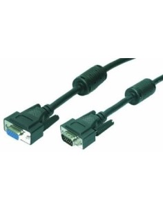 CABLE VGA M-H 5M HD DB15 EXTENSOR LOGILINK NEGRO CON FERRIT