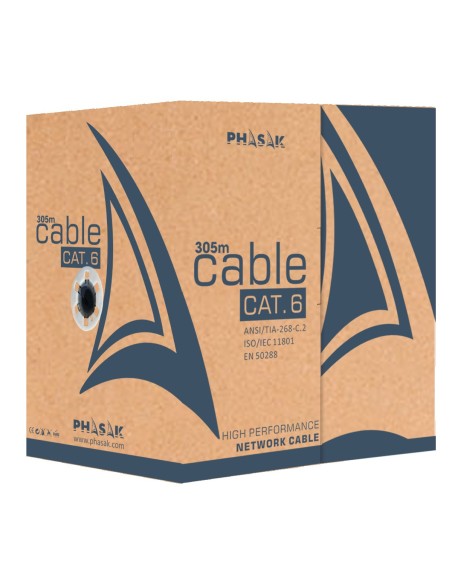 CABLE RED UTP CAT6 RJ45 PHASAK 305M GRIS