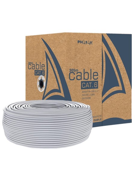 CABLE RED UTP CAT6 RJ45 PHASAK 305M GRIS
