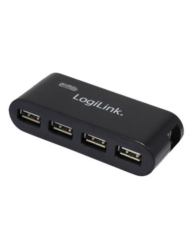 HUB 4 PUERTOS USB 2.0 LOGILINK+FUENTE ALIM NEG NEGRO UA0085