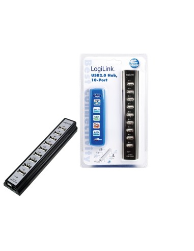 HUB 10 PUERTOS USB 2.0 LOGILINK +F.ALIM UA0096 CON FUENTE D