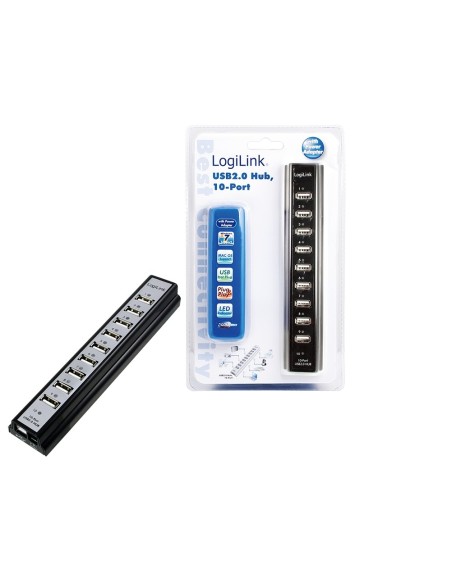 HUB 10 PUERTOS USB 2.0 LOGILINK +F.ALIM UA0096 CON FUENTE D