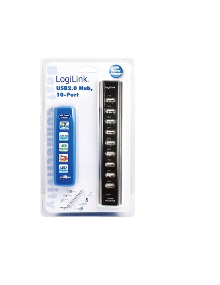 HUB 10 PUERTOS USB 2.0 LOGILINK +F.ALIM UA0096 CON FUENTE D