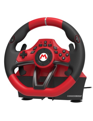 Hori NSW-228U mando y volante Negro, Rojo USB Volante + Peda