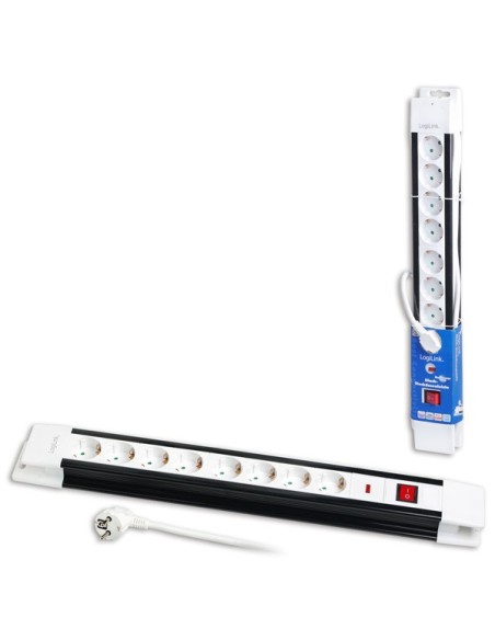 LogiLink LPS207 base múltiple 3 m 8 salidas AC Negro, Blanco