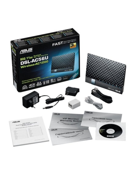 ASUS DSL-AC56U router inalámbrico Doble banda (2,4 GHz   5 GHz) Gigabit Ethernet 3G 4G Negro