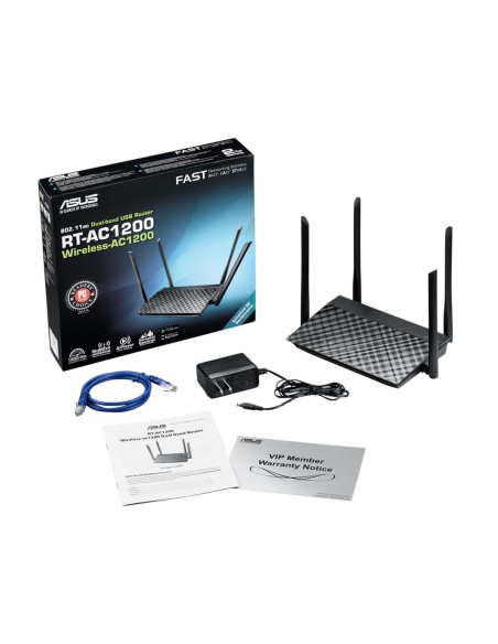 ASUS RT-AC1200GU router inalámbrico Doble banda (2,4 GHz   5 GHz) Gigabit Ethernet Negro