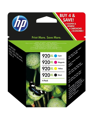 HP 920XL cartucho de tinta 4 pieza(s) Original Alto rendimiento (XL) Negro, Cian, Magenta, Amarillo