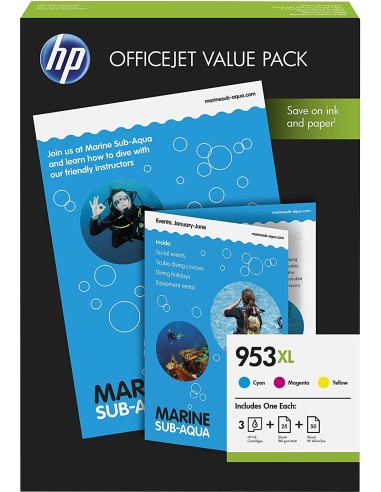 HP 953XL Officejet Value Pack cartucho de tinta Original Alto rendimiento (XL) Cian, Magenta, Amarillo