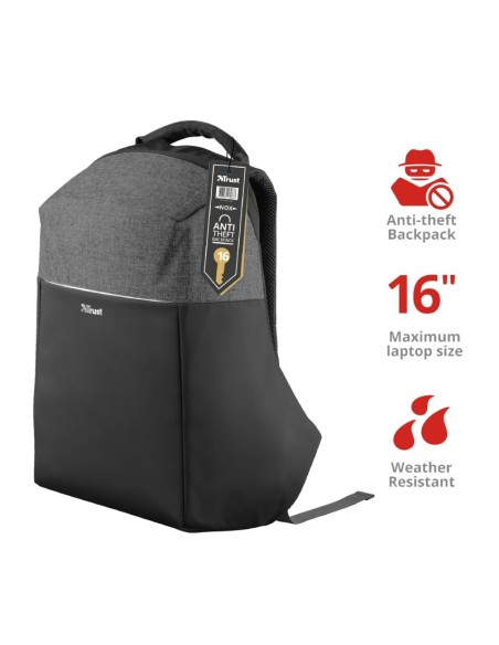 Trust 23083 mochila Negro   Gris Poliéster