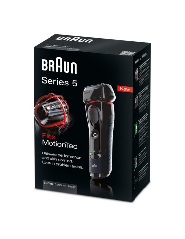Braun Series 5 5030S Máquina de afeitar de láminas Recortadora Negro, Rojo