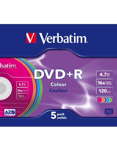 Verbatim DVD+R Colour 4.7GB 5pieza(s)